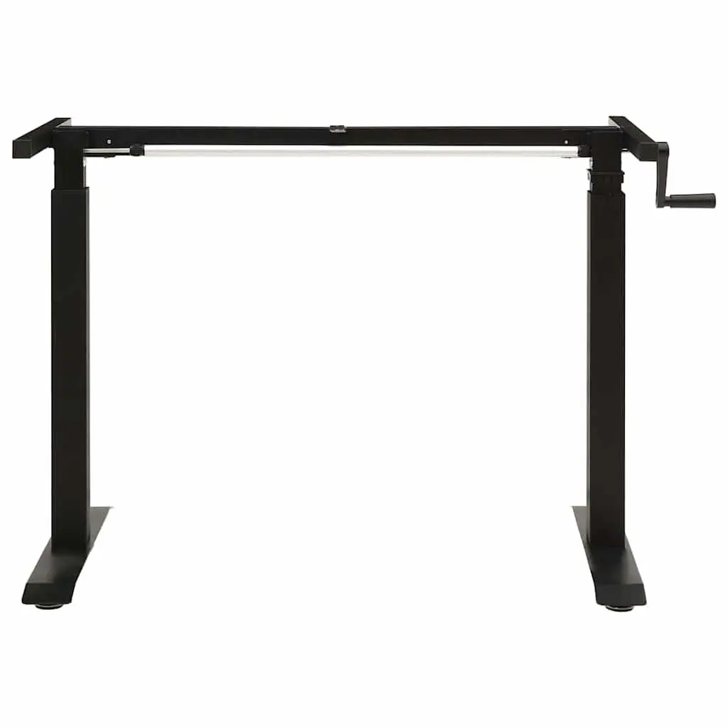 Manual Crank Adjustable Desk Frame Black Carbon Steel for Sit Stand 71 to 113 cm Height 102 to 160 cm Width