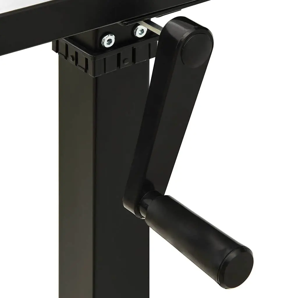 Manual Crank Adjustable Desk Frame Black Carbon Steel for Sit Stand 71 to 113 cm Height 102 to 160 cm Width