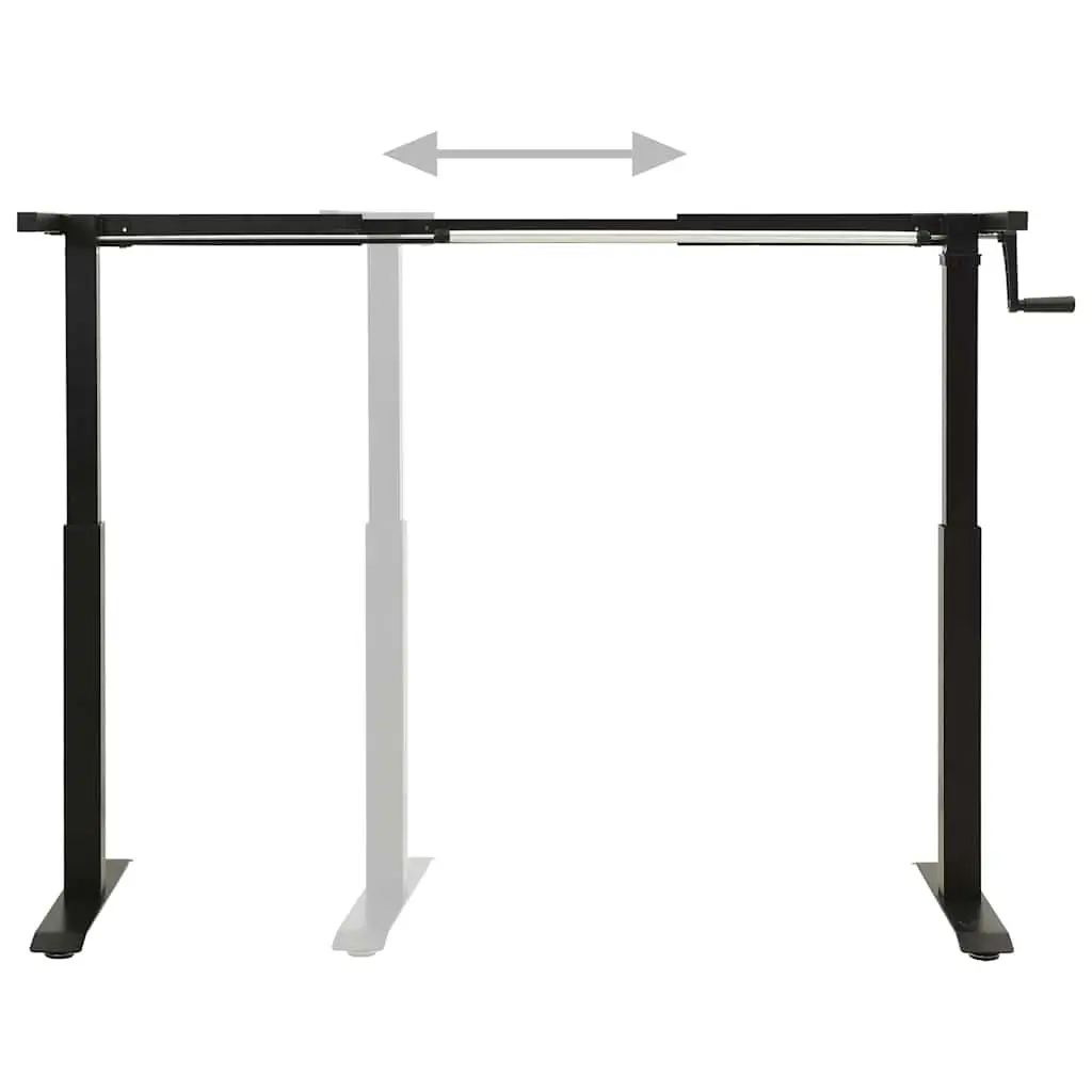 Manual Crank Adjustable Desk Frame Black Carbon Steel for Sit Stand 71 to 113 cm Height 102 to 160 cm Width