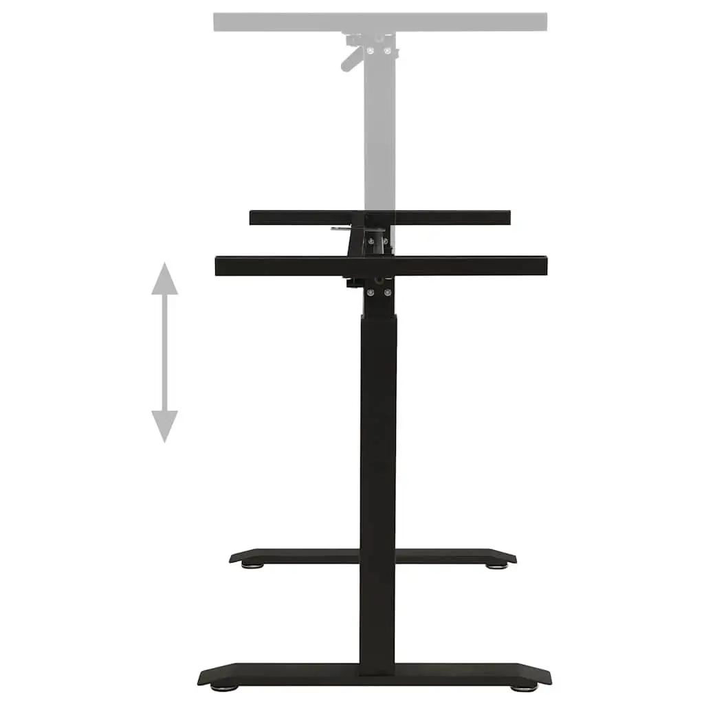 Manual Crank Adjustable Desk Frame Black Carbon Steel for Sit Stand 71 to 113 cm Height 102 to 160 cm Width