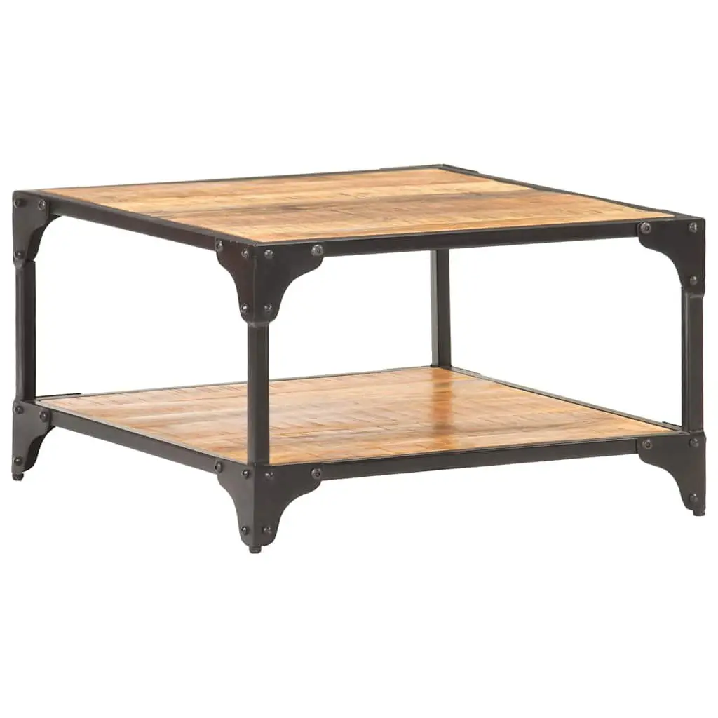 Coffee Table with Storage, Solid Mango Wood, 60x60x35 cm