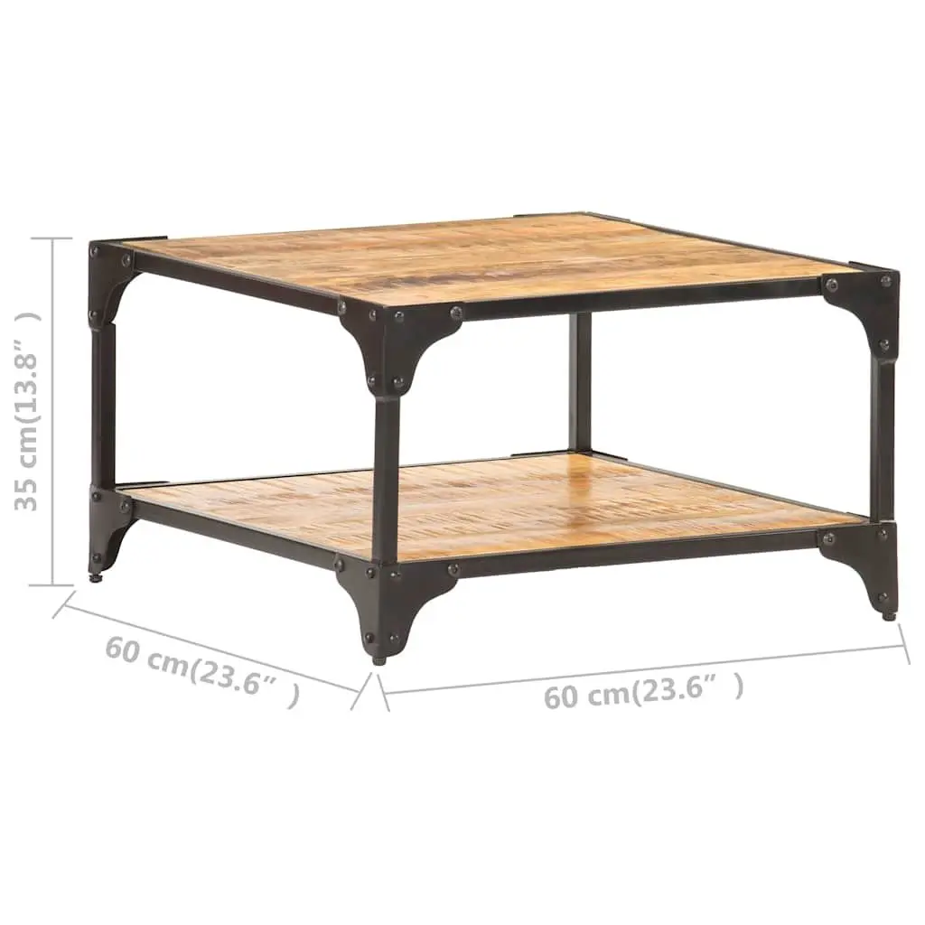 Coffee Table with Storage, Solid Mango Wood, 60x60x35 cm