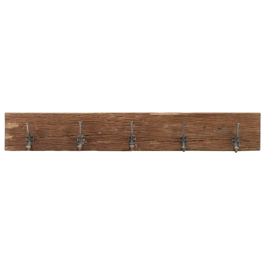 Coat Rack Solid Reclaimed Wood 100 x 15 cm Brown 5 Hooks Home Decor
