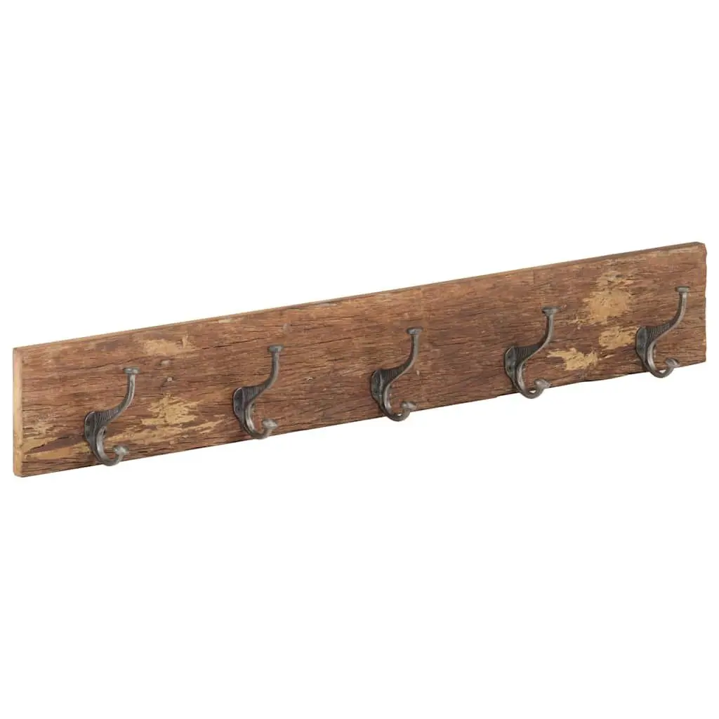 Coat Rack Solid Reclaimed Wood 100 x 15 cm Brown 5 Hooks Home Decor