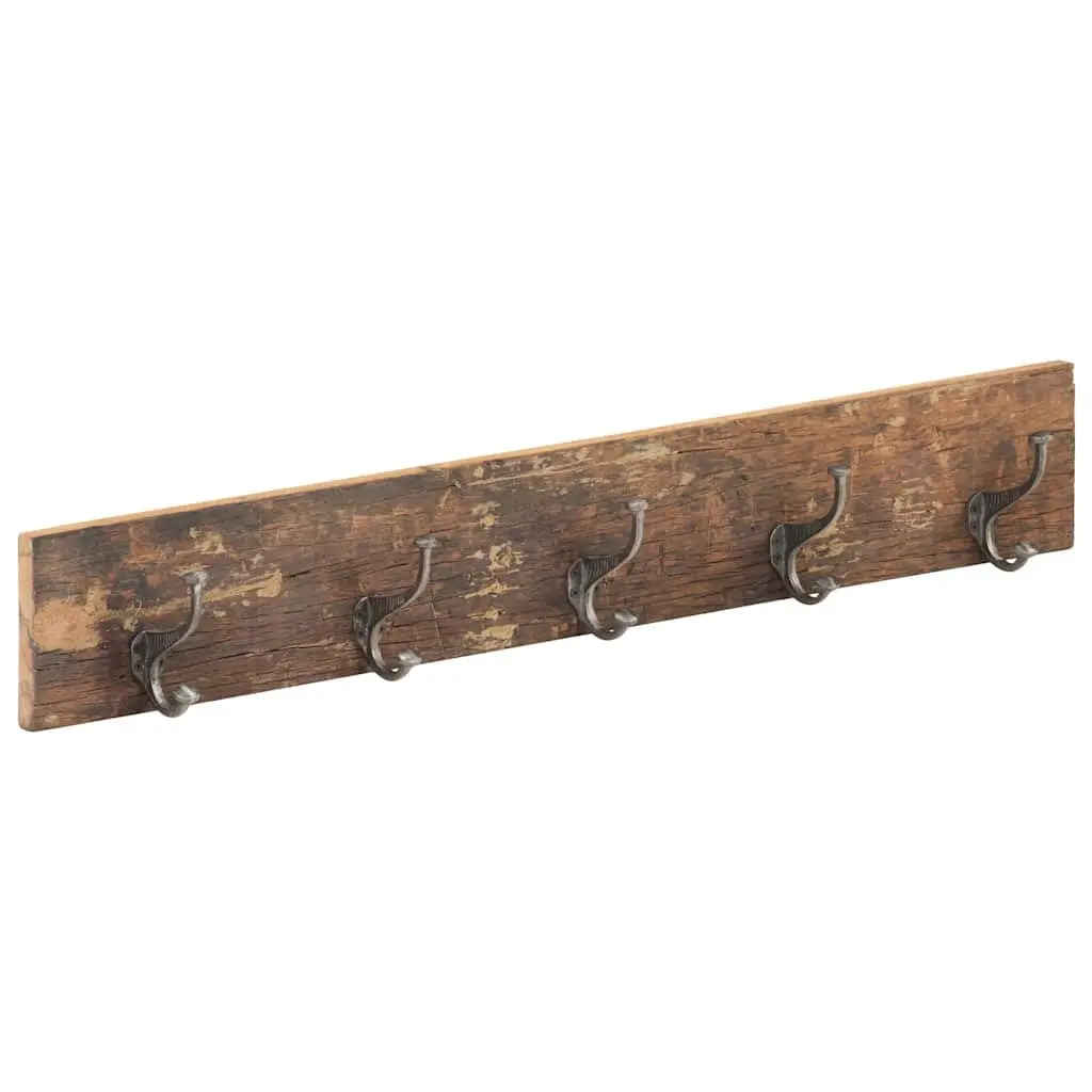 Coat Rack Solid Reclaimed Wood 100 x 15 cm Brown 5 Hooks Home Decor