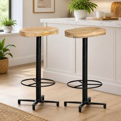 Versatile 76 cm Bar Stools in Brown - Solid Wood, 2 pcs