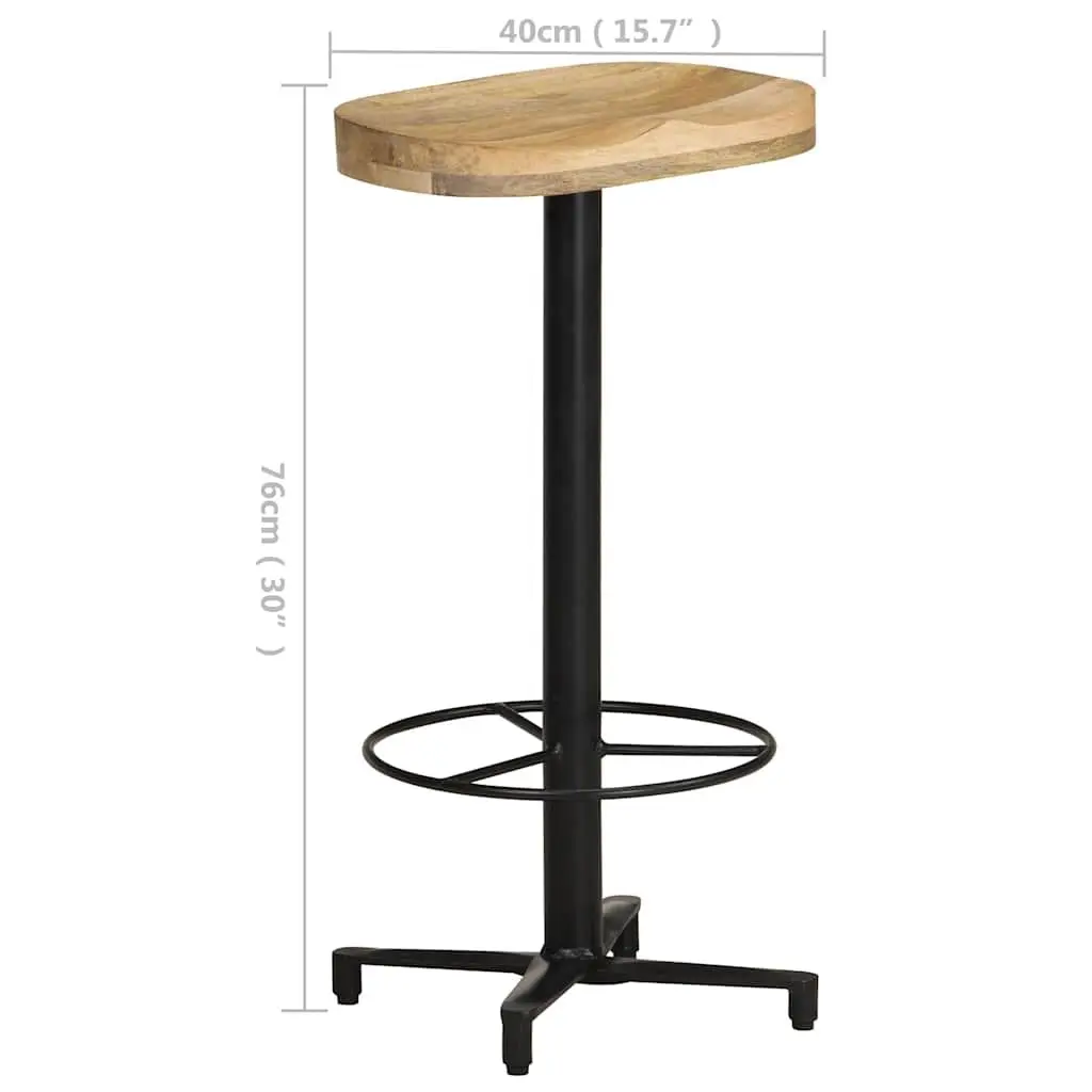 Mango Wood Bar Stools 76 cm Brown Powder-Coated Iron Base Footrest Set of 2