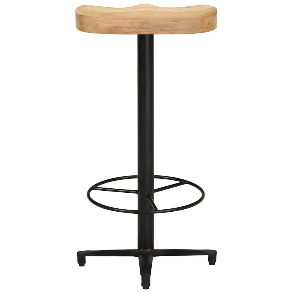 Mango Wood Bar Stools 76 cm Brown Powder-Coated Iron Base Footrest Set of 2