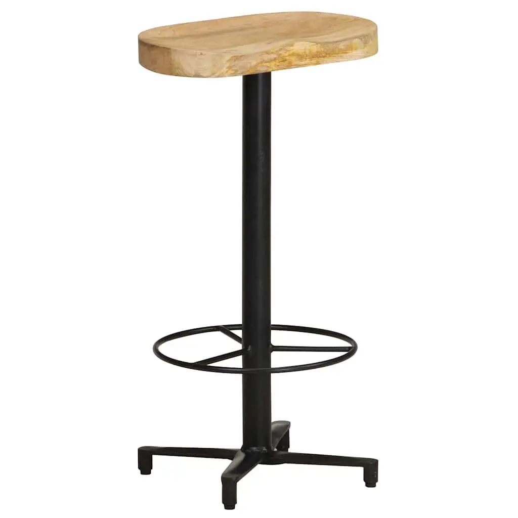 Mango Wood Bar Stools 76 cm Brown Powder-Coated Iron Base Footrest Set of 2