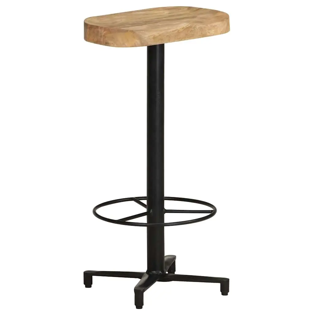 Mango Wood Bar Stools 76 cm Brown Powder-Coated Iron Base Footrest Set of 2