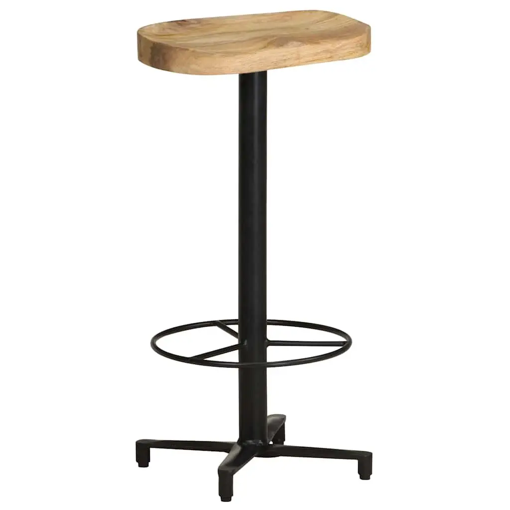 Mango Wood Bar Stools 76 cm Brown Powder-Coated Iron Base Footrest Set of 2