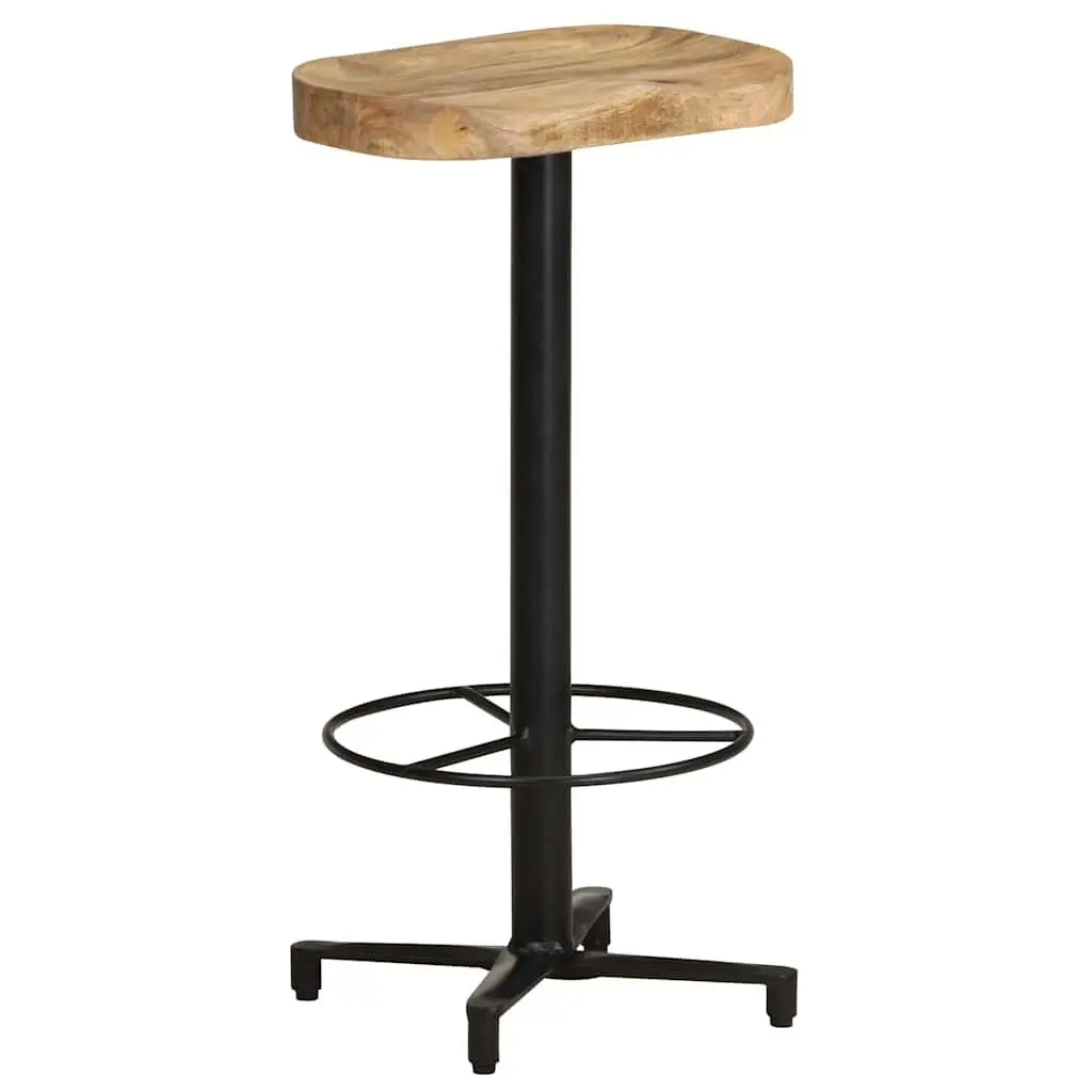 Mango Wood Bar Stools 76 cm Brown Powder-Coated Iron Base Footrest Set of 2