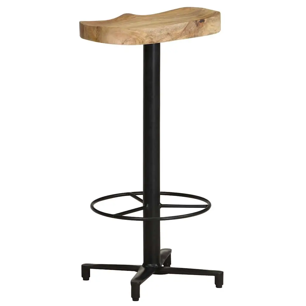 Mango Wood Bar Stools 76 cm Brown Powder-Coated Iron Base Footrest Set of 2