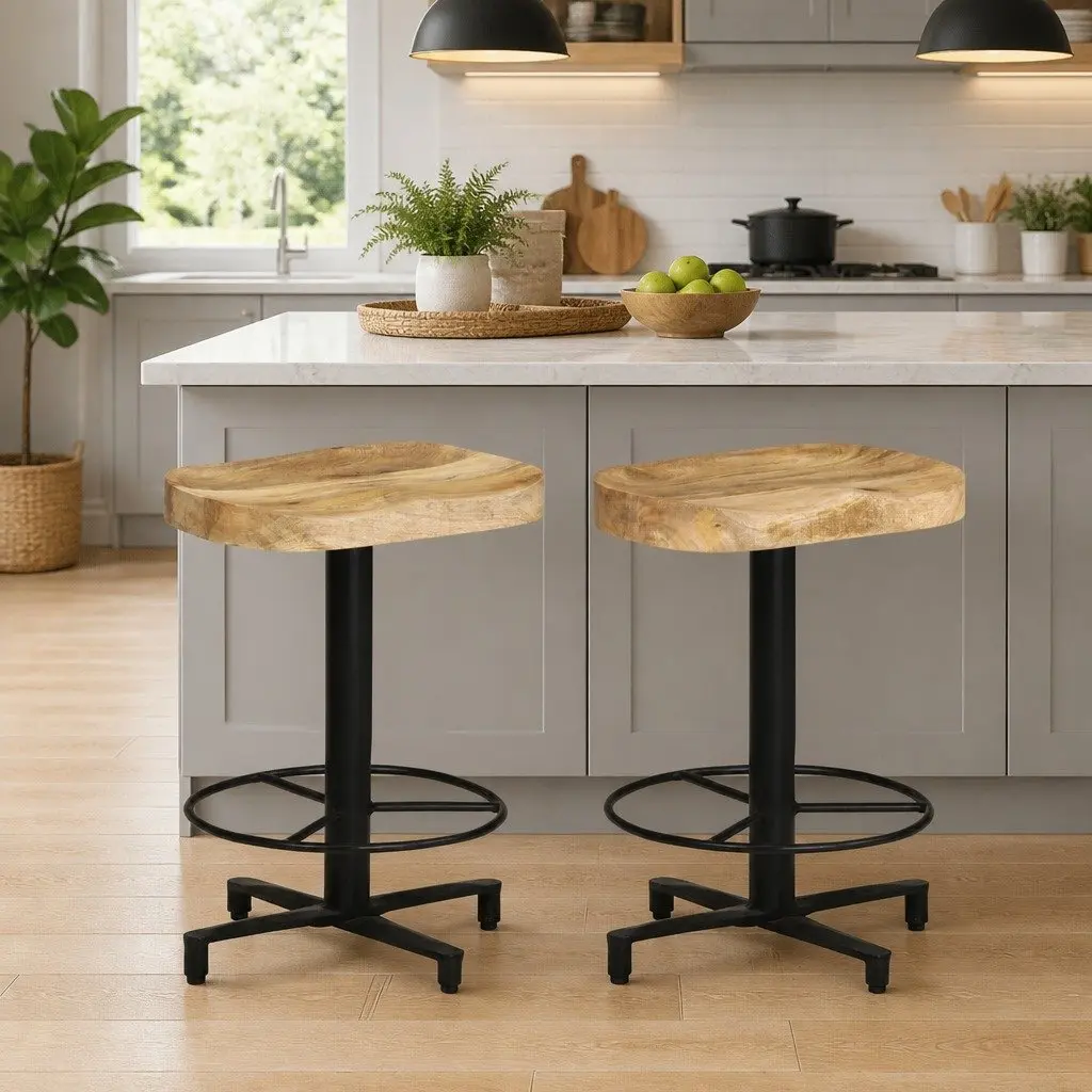 Bar Stools Solid Mango Wood 52 cm Brown Kitchen Counter Seating