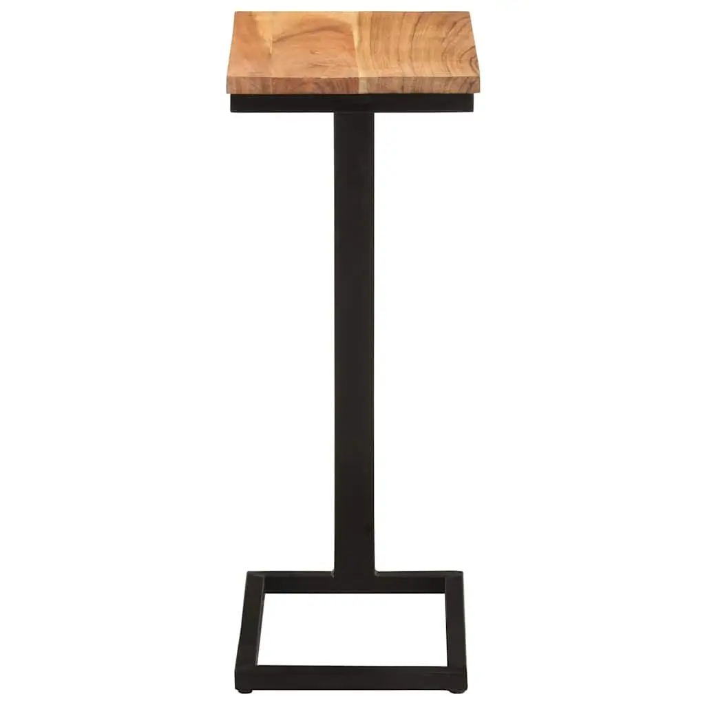 Side Table Solid Acacia Wood 31.5x24.5x64.5cm with Iron Legs Brown