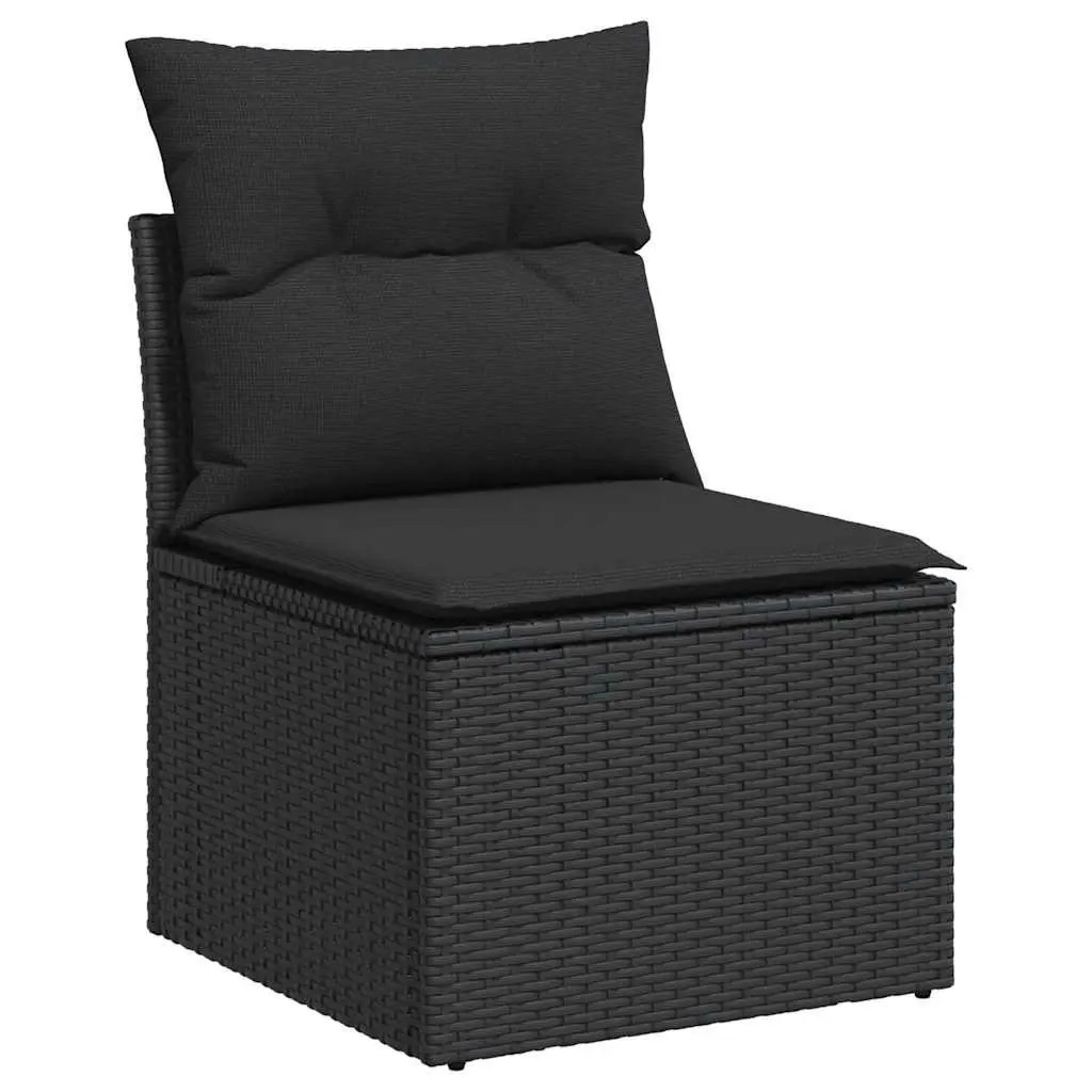 Garden Sofa Set Modular PE Rattan 4 Piece Outdoor Furniture Black
