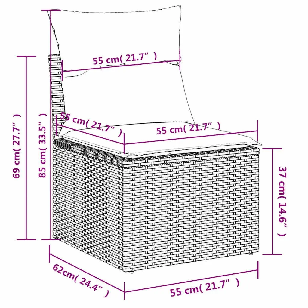 Garden Sofa Set Modular PE Rattan 4 Piece Outdoor Furniture Black