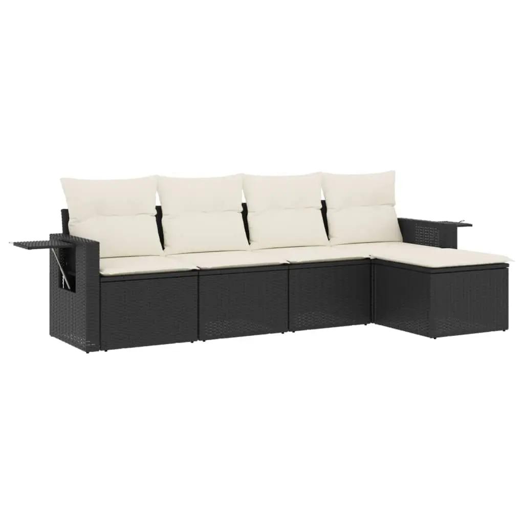 5 Piece Garden Sofa Set Modular PE Rattan Outdoor Patio Furniture Black