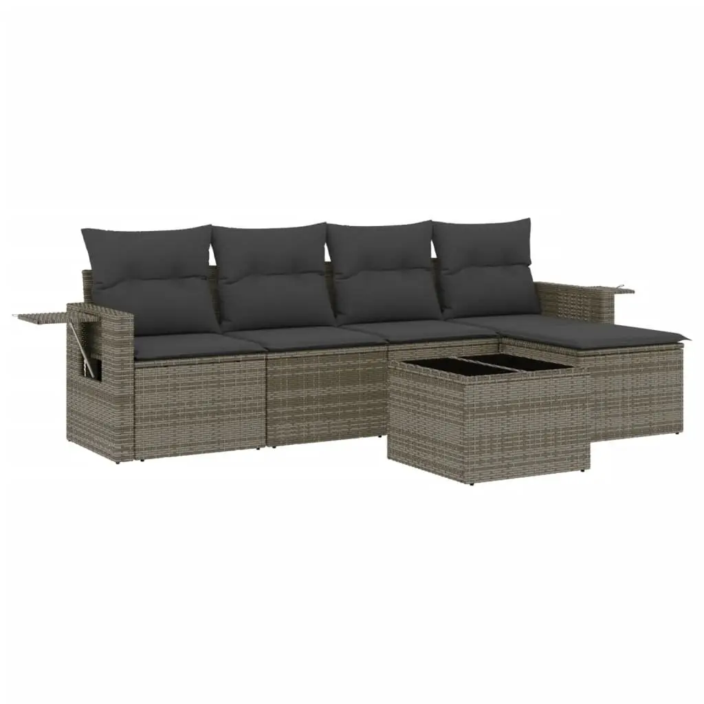 Garden Sofa Set PE Rattan Modular 6 Piece Outdoor Furniture Grey