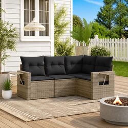 Versatile 4 Piece Garden Sofa Set with Foldable Tables