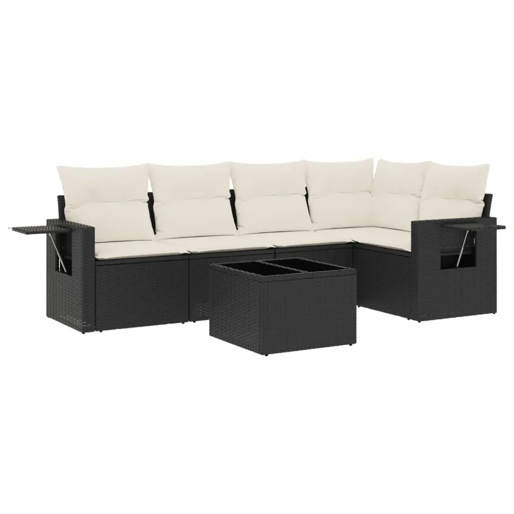 Garden Sofa Set Modular PE Rattan 6 Piece Outdoor Furniture Black