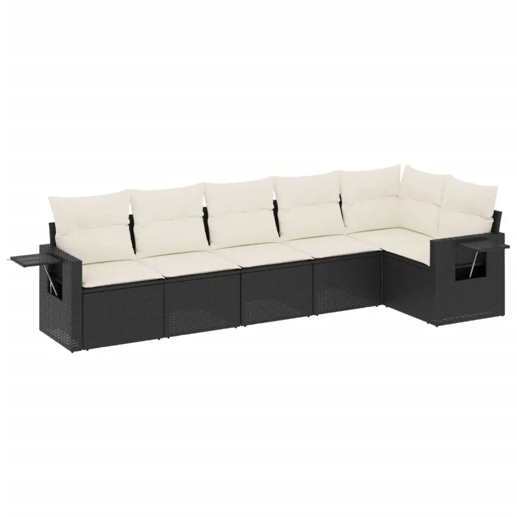 Garden Sofa Set Modular PE Rattan 6 Piece Outdoor Furniture Black