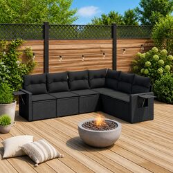 Functional 6 Piece Garden Sofa Set with Side Tables