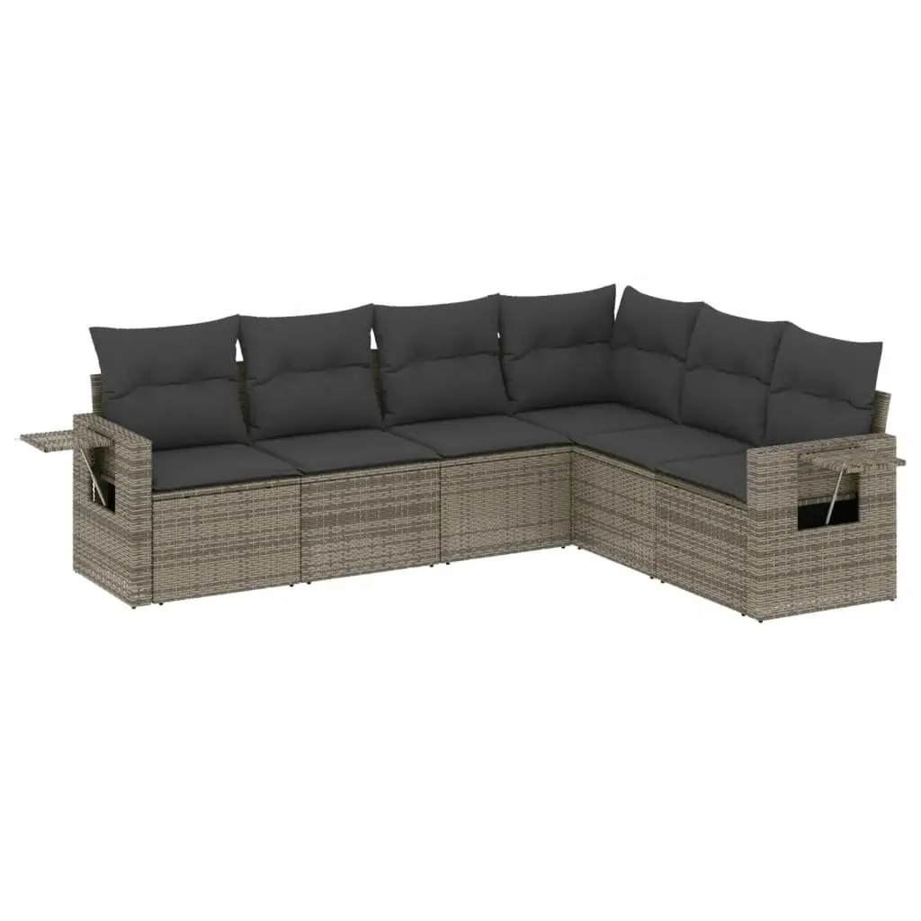 Garden Sofa Set 6 Piece Outdoor Furniture Grey Poly Rattan Modular Patio Lounge