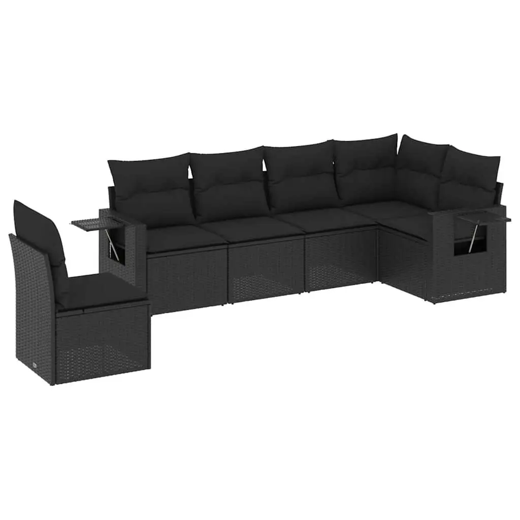 Garden Sofa Set 6 Piece Outdoor Furniture Patio Lounge with Cushions Black