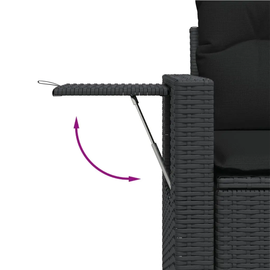 7 Piece Outdoor Garden Sofa Set PE Rattan Modular Black with Cushions