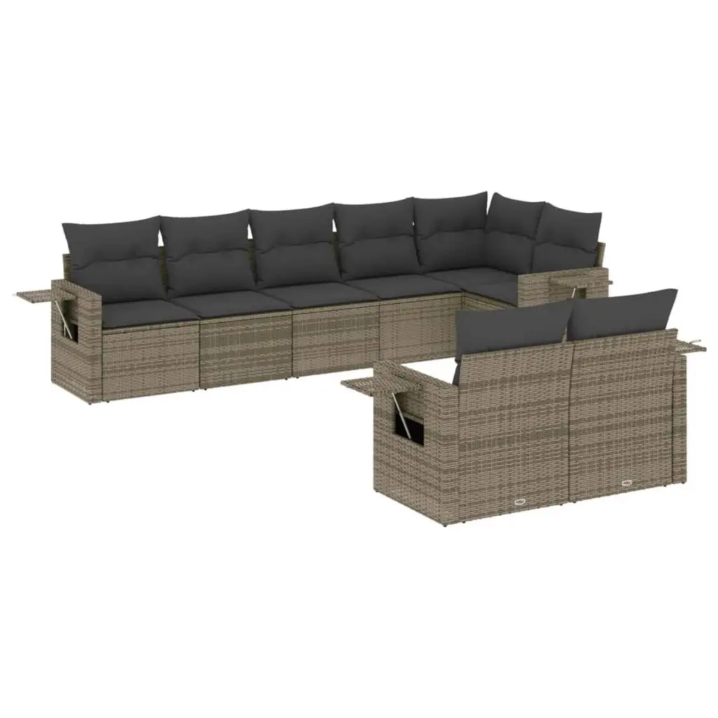 Garden Sofa Set Modular PE Rattan 8 Piece Outdoor Furniture Grey