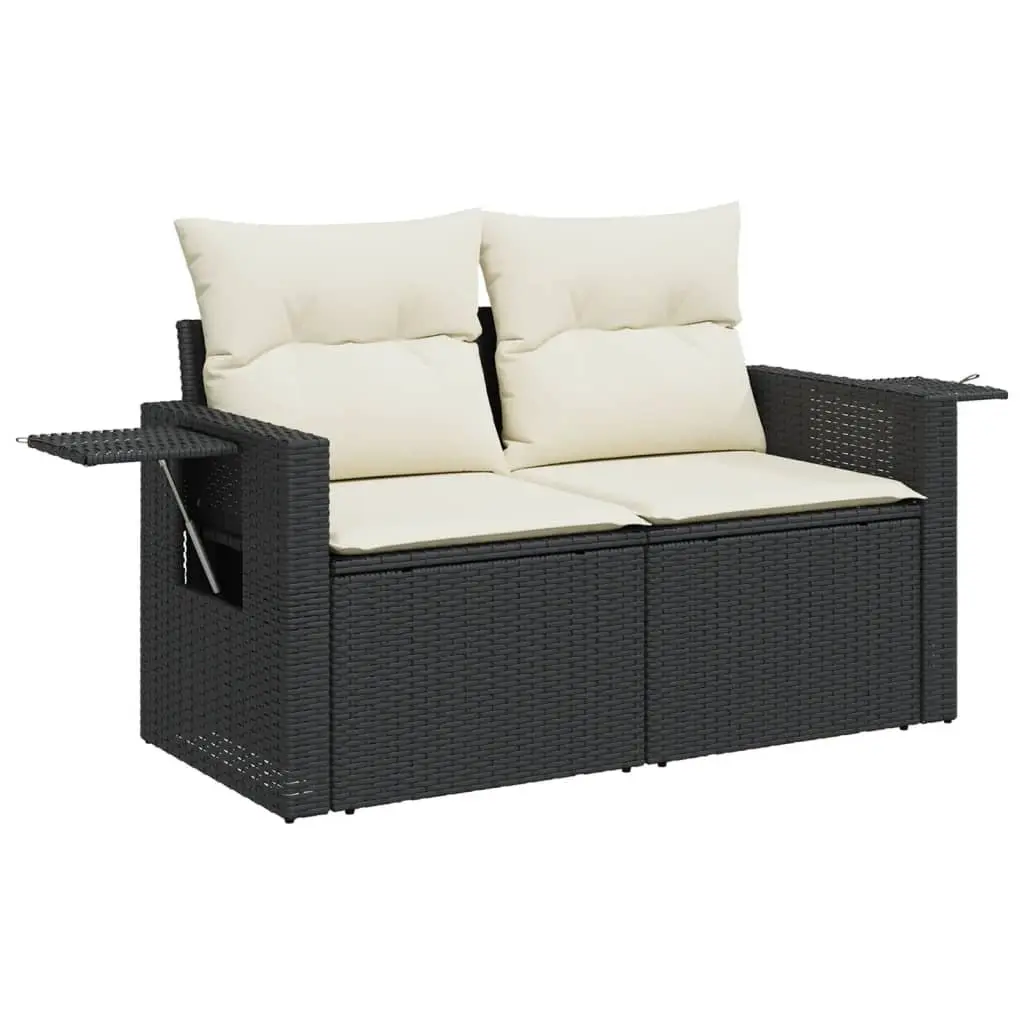 Garden Sofa Set 9 Piece Outdoor Patio Furniture with Cushions Black Rattan