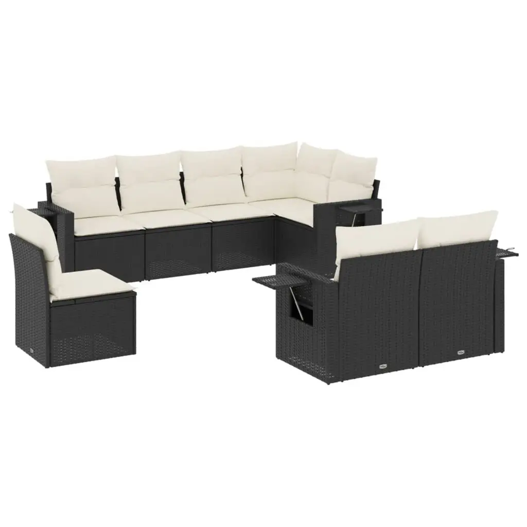 Garden Sofa Set PE Rattan 8 Piece Modular Outdoor Furniture Black