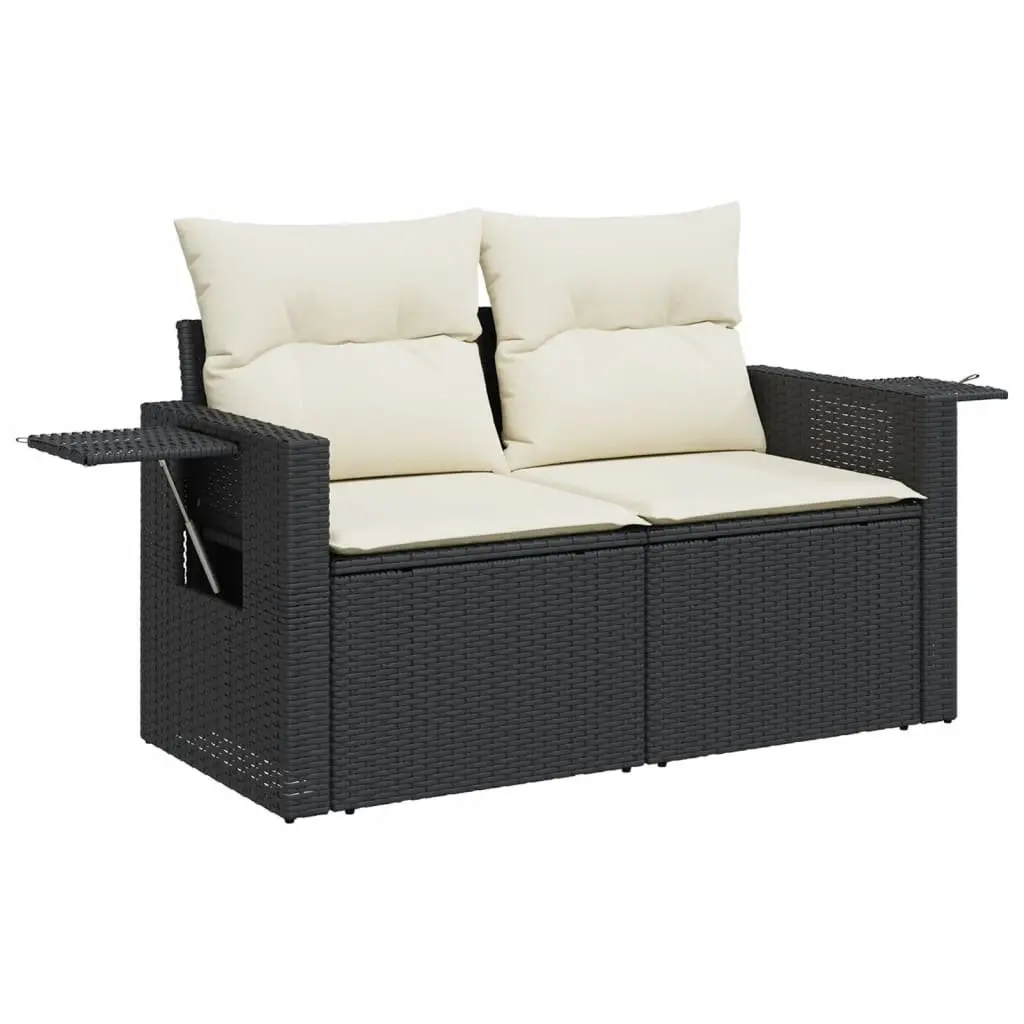 Garden Sofa Set PE Rattan 8 Piece Modular Outdoor Furniture Black