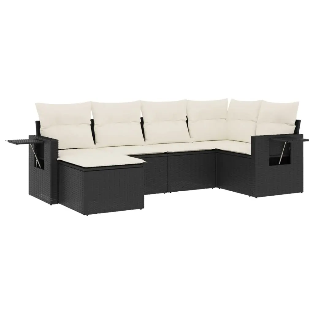 Garden Sofa Set Modular PE Poly Rattan 6 Piece Outdoor Furniture Black