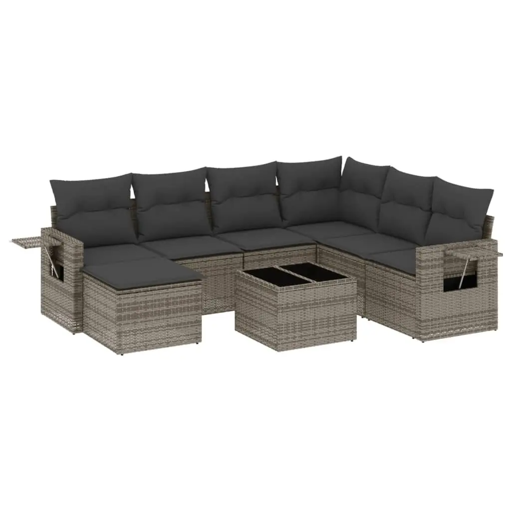 Garden Sofa Set 8 Piece Outdoor Furniture Patio Seating Grey Poly Rattan
