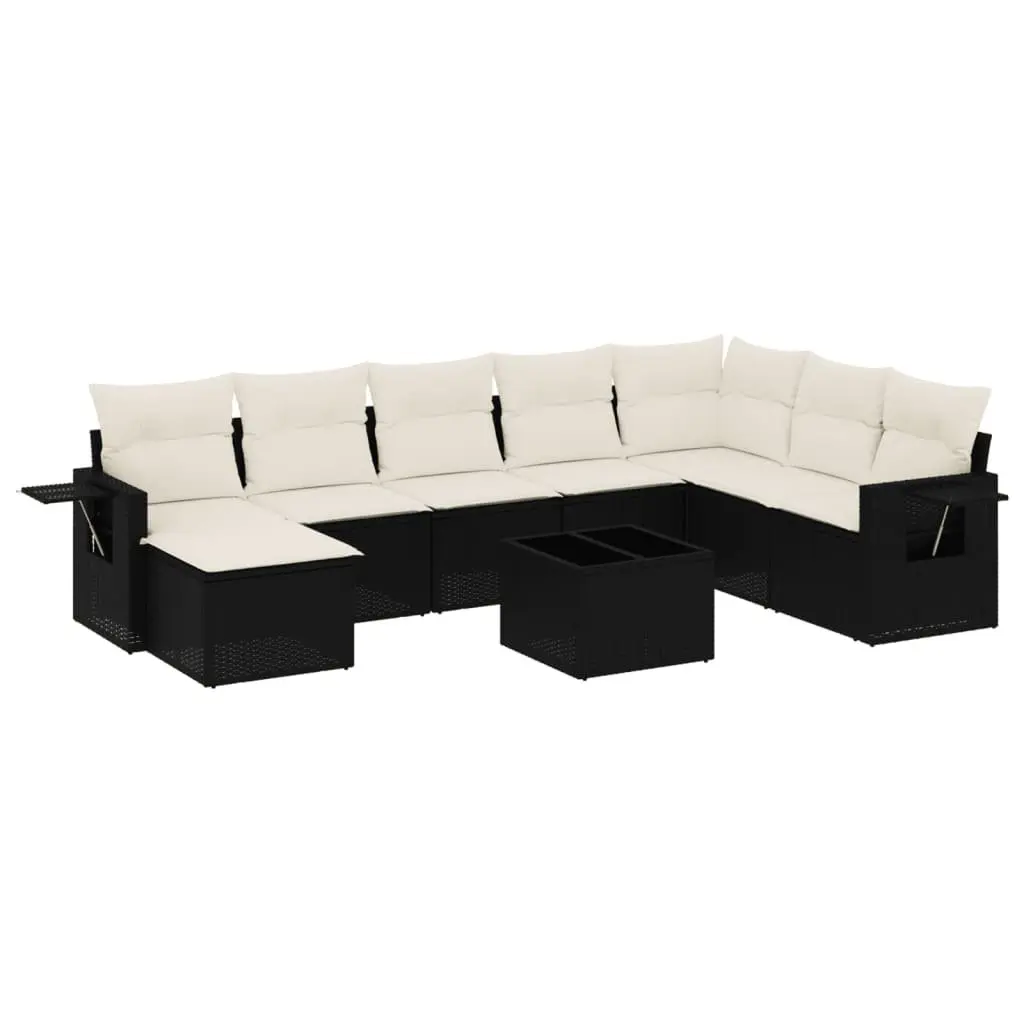 Garden Sofa Set 9 Piece Outdoor Furniture Patio Lounge Black Modular with