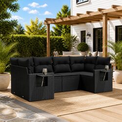 Practical 6 Piece Outdoor Sofa Set with Foldable Tables