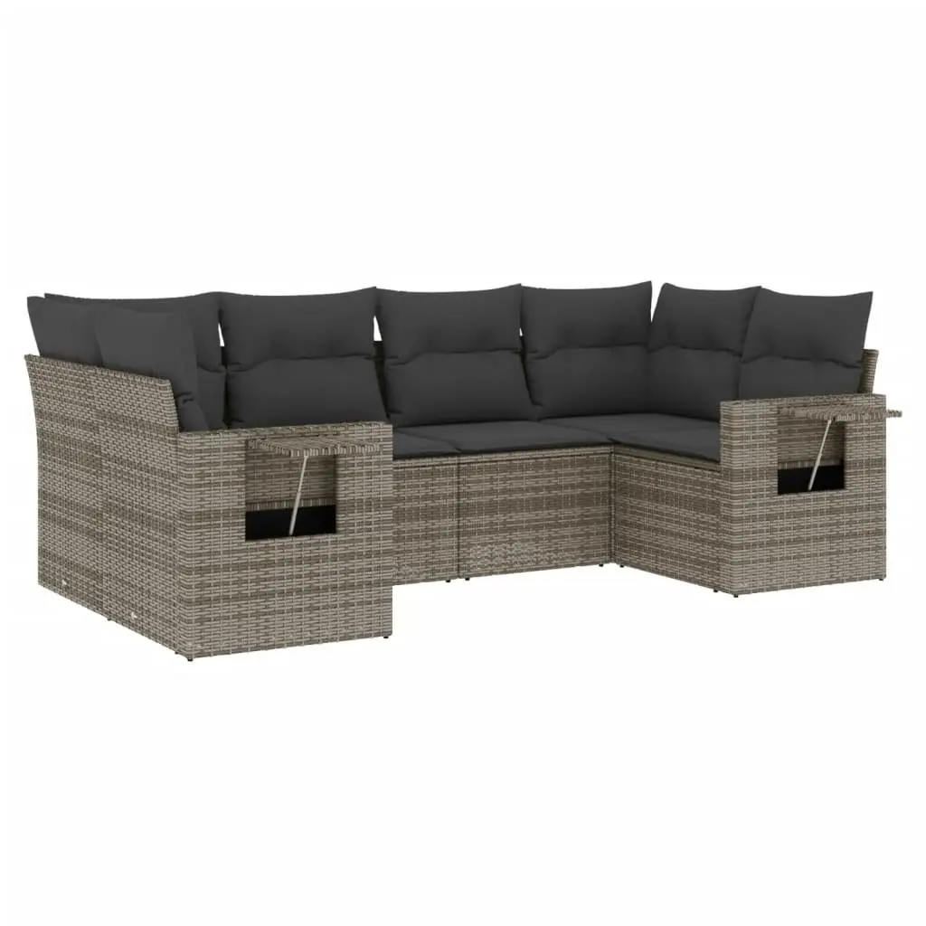 Garden Sofa Set 6 Piece Outdoor Furniture Patio Seating Grey Poly Rattan