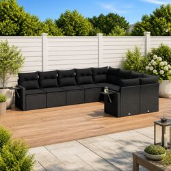 Versatile 9-Piece Outdoor Sofa Set with Foldable Side Tables