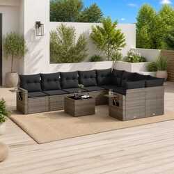 10 Piece Grey Patio Sofa Set for Relaxing Outdoors