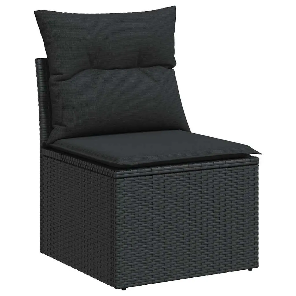 Garden Sofa Set 10 Piece Outdoor Furniture Black Poly Rattan Modular Patio