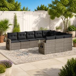 Practical 10 Piece Garden Sofa Set with Cushions