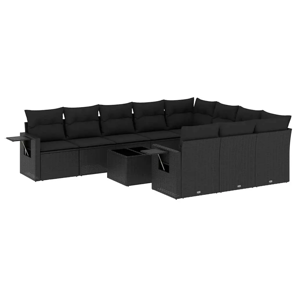 Garden Sofa Set Modular PE Rattan 11 Piece Outdoor Furniture Black