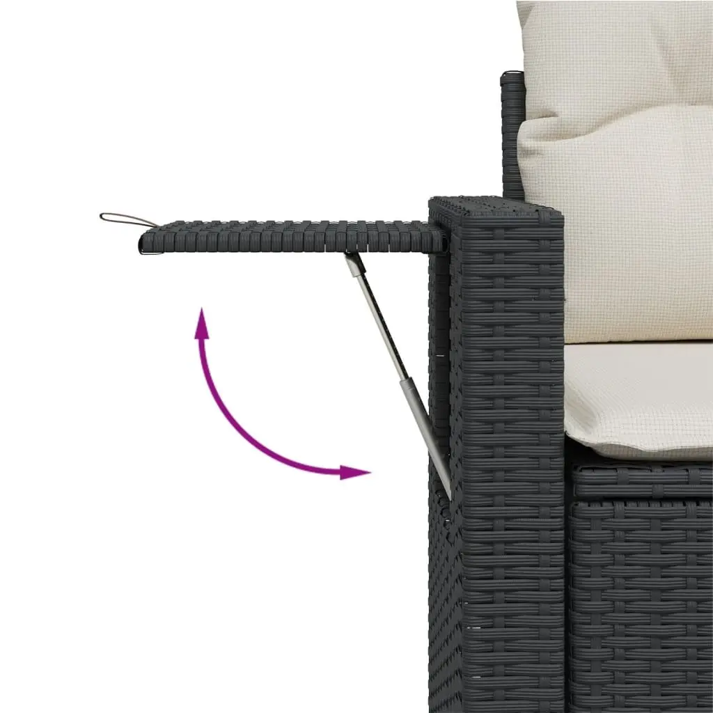 11 Piece Modular Garden Sofa Set Black PE Rattan Outdoor Patio Furniture with Tempered Glass Table and Thick Cushions