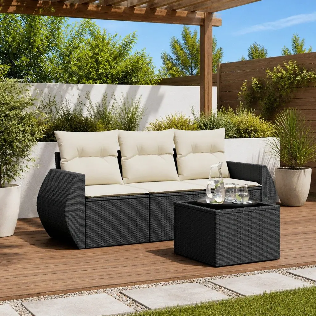 4 Piece Garden Sofa Set Outdoor Furniture Patio Lounge with Cushions Black