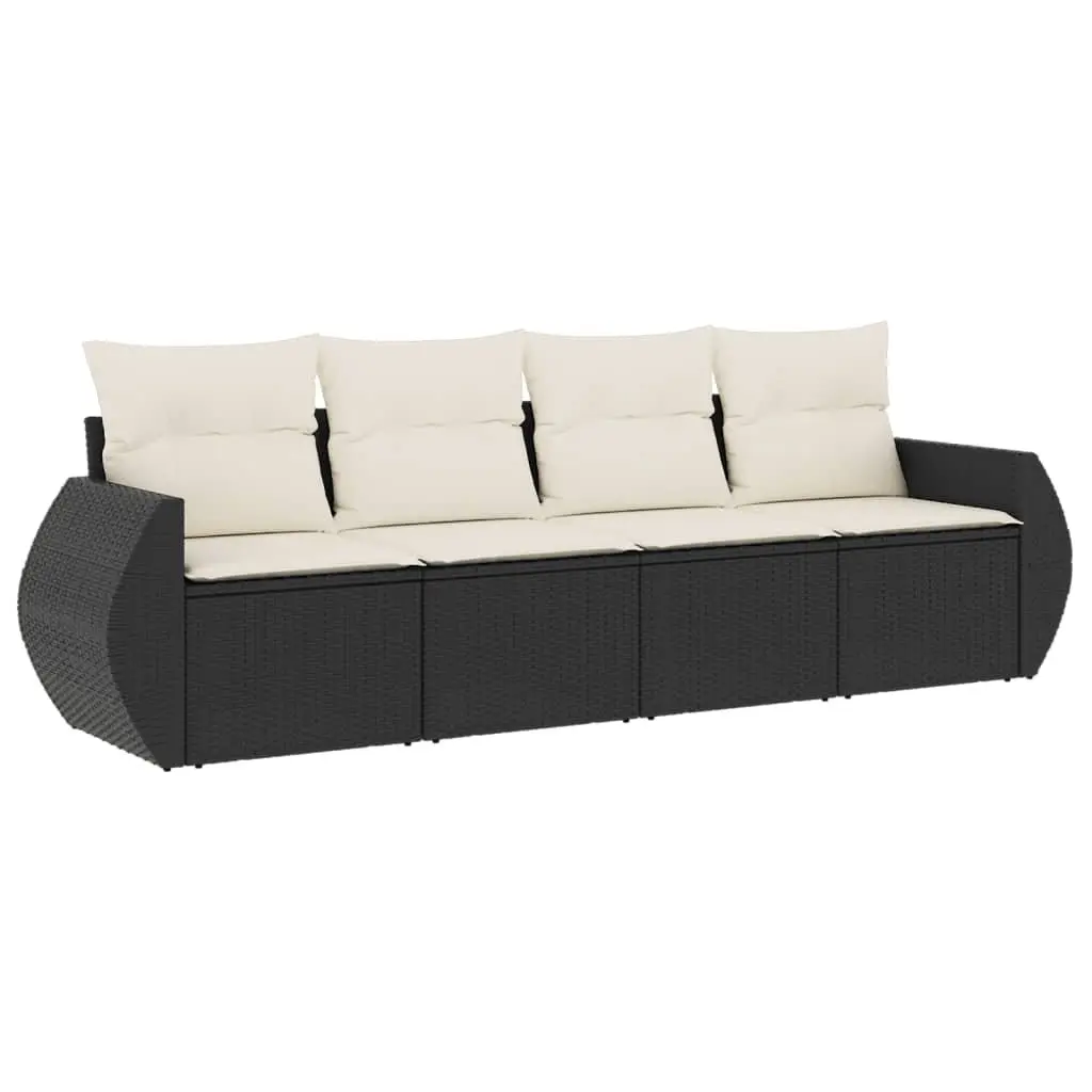 Garden Sofa Set 4 Piece Outdoor Furniture Patio Seating Black with Cushions
