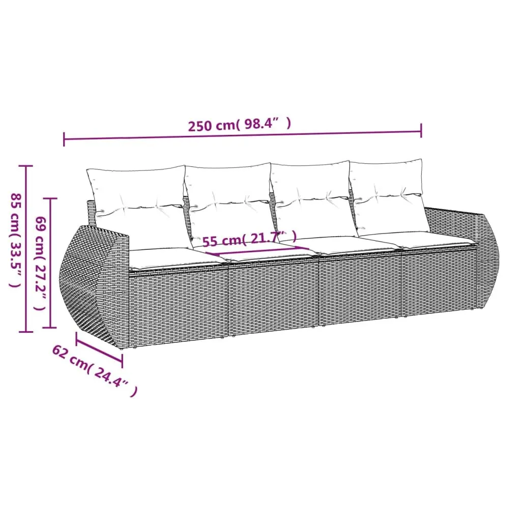 Outdoor Sofa Set 4 Piece Beige PE Rattan with Cushions