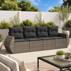 4 Piece Garden Sofa Set with Cushions Grey Outdoor Furniture Patio Sectional