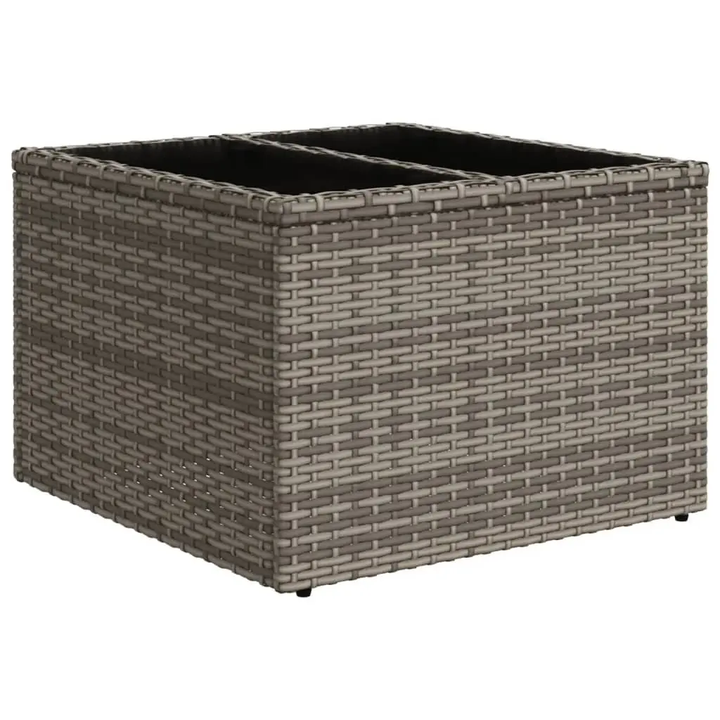 7 Piece Modular Outdoor Seating Set Grey PE Rattan Furniture with Cushions and Tempered Glass Table for Patio and Garden